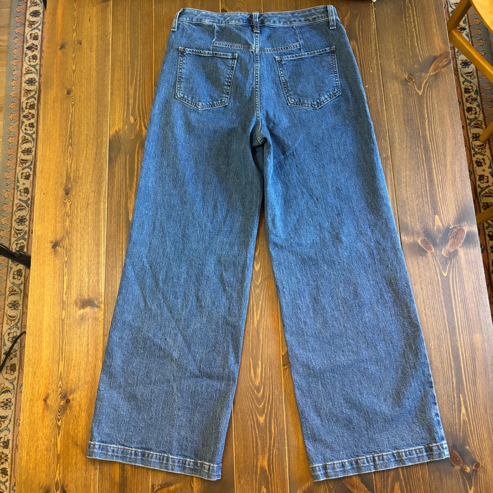 Banana Republic Wide-Leg High-Rise Jeans Size 6 Medium Wash Patch Pocket Denim - Picture 4 of 13